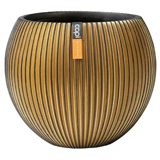 Capi Europe Übertopf rund Nature Groove  (Außenmaß  (Ø x H): 29 x 26 cm, Schwarz/Gold, Polyester)