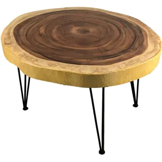 Licht-erlebnisse - Couchtisch Holz Unikat Baumscheibe Hairpin Legs Baumkante Kaffeetisch