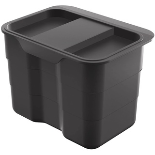 NINKA Bio Mülleimer klein mit Deckel, bioBin der Abfallbehälter zum Einhängen 4,2 Liter, Kunststoff dunkelgrau