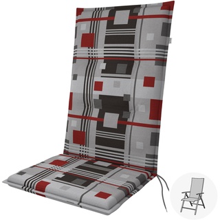 Doppler Sitzauflage "Living" High,quadrat rot,für Hochlehner (119 x 48 x 6 cm)