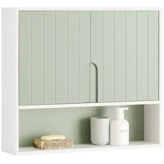 SoBuy Hängeschrank BZR140 60 x 54 x 15 cm Grün/Weiß Holz