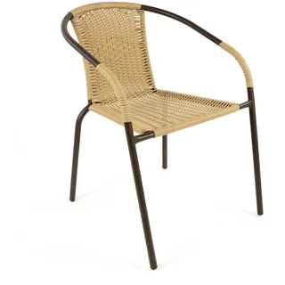 Nexos Trading Bistrostuhl stapelbar Poly-Rattan Gartenstuhl Balkonstuhl Terrassenstuhl Rattanstuhl mit Stahlgestell pflegeleicht robust für Balkon Terrasse Garten (1 Stuhl Hellbraun)