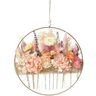 Wankd Trockenblumen Türkranz Trockenblumenkranz Deko Hängend 25 * 25cm