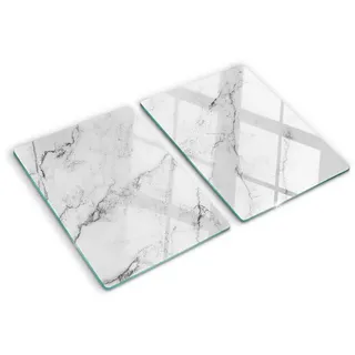 Tulup Schneidebrett-Set Glas/Marmor 2-tlg. 40 x 52 cm Weiß