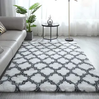 Freosen – Weicher, Rechteckiger Teppich 160 X 230 Cm, Weiß – Langflorteppich Für Wohn- Und Schlafzimmer – Schadstofffreies Und Rutschfestes Material