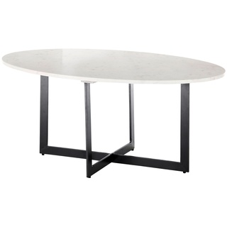 MCA furniture Couchtisch SARASOLA, Weiß - Schwarz matt - 105 x 65 cm - Marmor - Metall - Oval