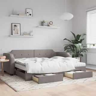 Tagesbett Ausziehbar Mit Schubladen Taupe 80x200 Cm Stoff