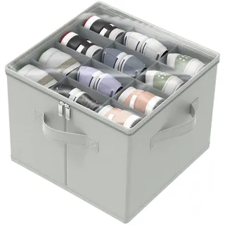 GUOHNHE Schuhorganizer für Closet, Passt 12 Paare, Große Schuhschrank, Schuhbox mit Durchsichtigem Deckel, Starke Schuhaufbewahrung Platzsparend mit 3 Griffen, 43 x 43 x 33 cm, Gray, XSNX01GM-1
