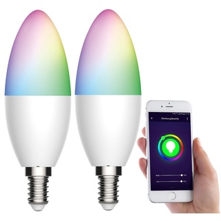 2er-Set WLAN-LED-Kerze, E14, RGB-CCT, 5,5 W (ersetzt 40 W), 470lm, App