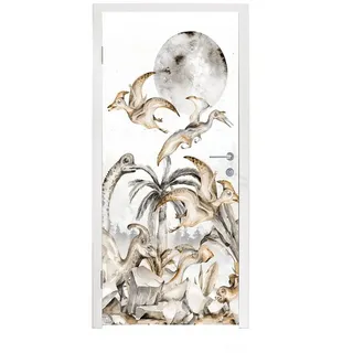 MuchoWow Türtapete Dinosaurier - Dschungel Dekoration - Kinder - Junge - Grün, Matt, bedruckt, (1 St), Türfolie Selbstklebend, Türtapete, Türdeko Poster, 95x235 cm bunt 95 m x 235 m