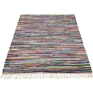 Teppich ANDIAMO "Multi" Teppiche Gr. B/L: 170 cm x 240 cm, 10 mm, 1 St., bunt (mehrfarbig) Baumwollteppich Flachgewebeteppich Handwebteppich Kurzflorteppich Teppich Webteppich Fransenteppich Baumwollteppiche Teppiche