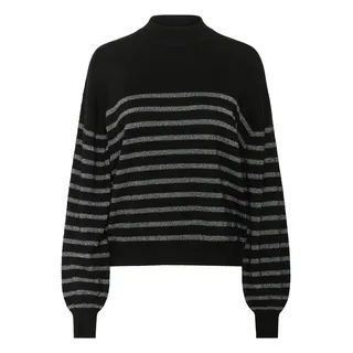 Kaffe Strickpullover KAlizz Schwarz/Silber Stripe S