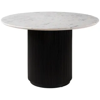 MASSIVMOEBEL24.DE BARCELONA Ø 120 cm schwarz lackiert / Marmor weiß