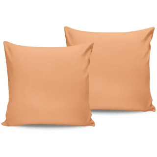 Soft Cotton Pillowcase Set (2 Pieces), Pale Orange, 80 x 80 cm | 100% Cotton Ranforce, 117 gr/m2 | Ideal for Cozy Bedrooms & Stylish Decor