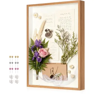 MGLIFEUL Bilderrahmen zum Befüllen Groß 40x60cm Mit Verdickte Acrylplatte | Mit Stecknadeln und Leinenrücken, 4.3 cm Tiefer 3D Bilderrahmen zum Befüllen – Ausstellung,Trikot,Basteln,Hochzeit,Andenken