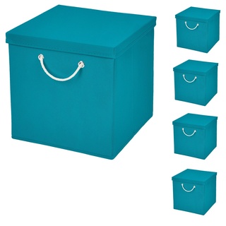 StickandShine Faltbox »5x Faltkiste 30x30x30 cm Aufbewahrungsbox Regalbox in verschiedenen Farben (5 Stück 30x30x30) moderne Faltbox Maritim mit Kordel 30cm« blau