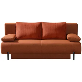 Novel Schlafsofa, Terracotta, Metall, 2-Sitzer, Füllung: Schaumstoffflocken,Schaumstoffflocken, 197x88x89 cm, Made in EU, Liegefunktion, Wohnzimmer, Sofas & Couches, Schlafsofas, Schlafsofas mit Bettkasten