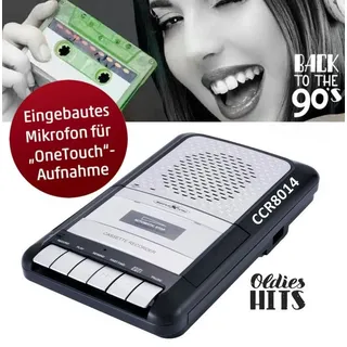 Reflexion CCR8014 Retro Kassettenrecorder Diktiergerät Kassetten Player (Audio Walkman, Cassette, eingebates Mikrofon) schwarz