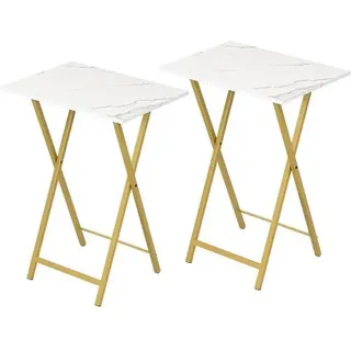 Beistelltisch Klappbar Set Marmor Gold Industriestil 2er Snack Tisch