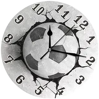 Allayu Leise, Nicht tickende Kunstmalerei Uhr, leicht zu lesen, Zeitlose und langlebige Konstruktion, Fußball Wanduhr aus Acryl