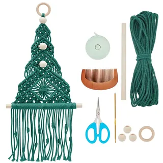INFUNLY Weihnachtsbaum-Makramee-Set Winter-DIY-Makramee-Set Für Erwachsene Anfänger Grüner Weihnachtsbaum Makramee-Wandbehang Makramee-Kordel-Set Für Weihnachten Halloween Heimdekoration Mit