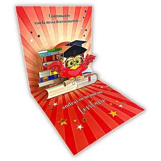 LINA OFFICINE GRAFICHE CREATIVE Gadget Lustige Pop Up Karte mit Eule für Mann oder Frau, Geschenk und Glückwunsch für Ingenieur, Pflege, Rechtsanwalt, 15,3 x 15,3 cm (GUFO), 90-027