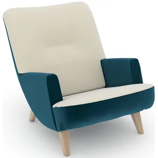 Loungesessel MAX WINZER "build-a-chair Borano" Sessel Gr. Samtvelours, Füße Buche natur-Füße Buche natur, B/H/T: 70 cm x 75 cm x 96 cm, grün (petrol, creme) Loungesessel im Retrolook, zum Selbstgestalten