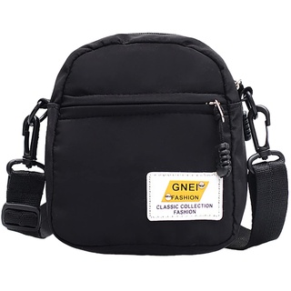 OPALLEY 2022 koreanische Art und Weise einfache beiläufige eine Schulter Umhängetasche kleine quadratische Nylontasche Taschen Shopper Damen (Black, One Size)