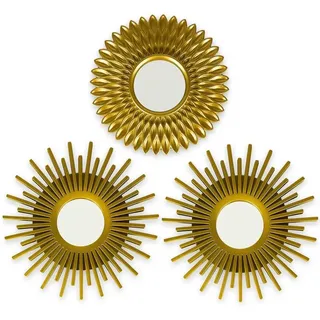 3-teiliges Wandspiegel-set, Runder Spiegel Für Die Wanddekoration In Wohnzimmer Und Schlafzimmer, Sonnenstrahl-spiegel, Wandbehang, Originelles Geschenk Für Frauen Und Mütter, Goldener Spiegel Zur Dek