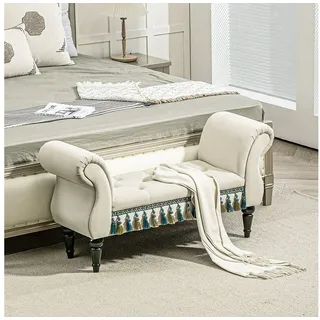 Homcom Sitzbank Polsterbank Samt Beige 117 x 40 x 58 cm