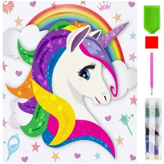 Realb2b Malen nach Zahlen 5d Diamond Painting Funkelndes Einhorn Malen nach Zahlen 15x20cm (Komplettset für 5D Diamond Painting inklusive Leinwand, Diamanten und Werkzeugen, Diamond Painting Set mit Zubehör für DIY-Kreativität und Entspannung), 15x20cm 5D Diamond Painting mit präziser Klebeschicht & Zubehör