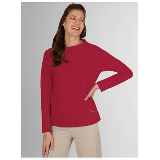 Sweatshirt TRIGEMA "TRIGEMA Stehkragen Pullover mit Kristallsteinen" Gr. XL, rot (rubin) Damen Sweatshirts