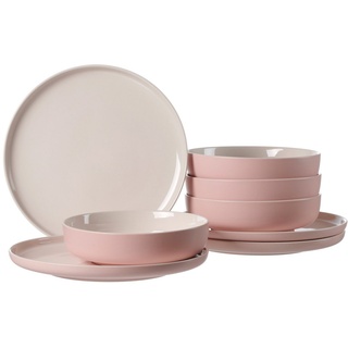 Ritzenhoff & Breker Tafelservice Teller Set, Geschirr-Set Jasper (8-tlg), 4 Personen, Steinzeug, Scandic Style, 8 Teile, für 4 Personen rosa