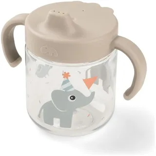 Done by Deer, Kindergeschirr + Kinderbesteck, - Schnabelbecher mit 2 Griffen - Celebration Sand - Ø 7,5 x H 11 cm