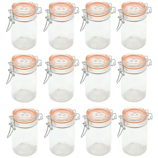 Spetebo Einmachglas 250 ml mit Bügelverschluss - 12 Stück - Draht Bügelglas Vorratsglas Einweckglas Dessert Glas mit Deckel klein