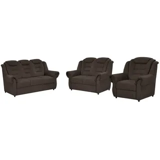 Livetastic Sitzgarnitur, Braun, Kunststoff, 3-teilig, Made in EU, Hocker erhältlich, Rücken echt, Armteil links, rechts, Wohnzimmer, Sofas & Couches, Sitzgarnituren