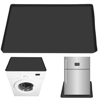 Kühlschrankmatte mit Erhöhtem Rand, 60x60cm Kühlschrankmatten Silikon Kühlschrank Tropfschale Bodenschutzmatte Kühlschrank Matten Bodenmatte für Kühlschrank Waschmaschine Weinschrank (Schwarz)