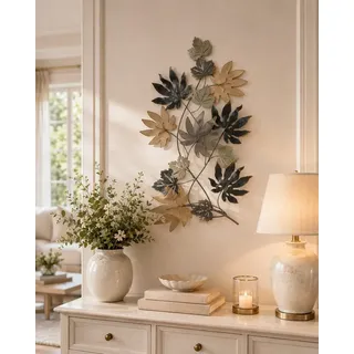 moebel-direkt-online Wanddekoobjekt Wandschmuck "Ahornblätter" aus Metall beige|grau|schwarz