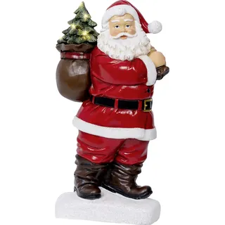 Kaemingk Weihnachtsmann mit Tannenbaum Lichterkette Batterie 31,5 cm Warmweiß