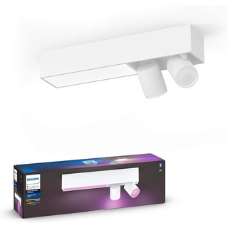 Philips Hue White & Color Ambiance Centris Deckenlampe mit 2-er Spot (1.560 lm), dimmbare LED Spots für das Hue Lichtsystem mit 16 Mio. Farben, smarte Lichtsteuerung über Sprache und App, weiß