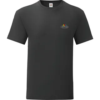 Fruit of the Loom Iconic 150 T-Shirt mit Vintage-Logo auf der Brust, schwarz - Vintage-Logo klein, M