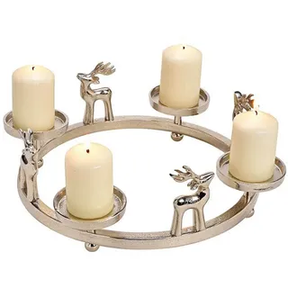 Adventskranz Hirsch Dekor Alu silber, edel (40626w) Adventsdeko Weihnachtsdeko