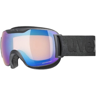 uvex downhill 2000 S CV - Skibrille für Damen und Herren - konstrastverstärkend - verzerrungs- & beschlagfrei - black matt/blue-yellow - one size