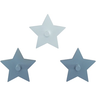 roba Wandhaken Little Stars mit Sterne Motiv - Wandgarderobe & Deko für Baby & Kinderzimmer - 3-er Set Kleiderhaken für Kinder - Holz grau / weiß