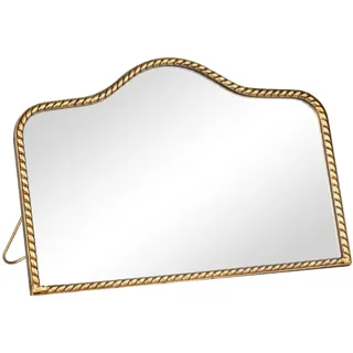 GIFTTROVE Vintage Schreibtisch-Make-up-Spiegel, 19,8 cm L x 30,2 cm B, Antik-Gold, Kosmetikspiegel, Metallrahmen, gewellt, kleiner Standspiegel mit Perlen, 360 Grad verstellbare Drehung für Tisch
