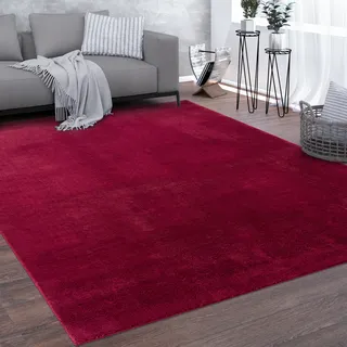 Teppich PACO HOME "Cadiz 630" Teppiche Gr. B/L: 200 cm x 280 cm, 14 mm, 1 St., rot Esszimmerteppiche Uni-Farben, besonders weich, waschbar, auch als Läufer erhältlich