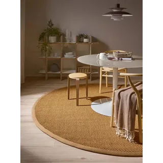 benuta Sisalteppich Greta, rund, Höhe: 5 mm, 100% Sisal Naturfaser, Teppich Wohnzimmer, Esszimmer, Schlafzimmer beige|weiß rund | Ø 250 cm x 5 mm