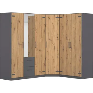 rauch Schrank-Set Holmes, (Set), mit Applikationen "Industrial Style" MADE IN GERMANY grau