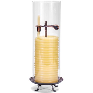 Candle by the Hour 80 Stunden Kerze mit Glaszylinder Umweltfreundliche, natürliche Bienenwachskerze mit Baumwolldocht, Metall, gelb, Candle with Glass Cylinder