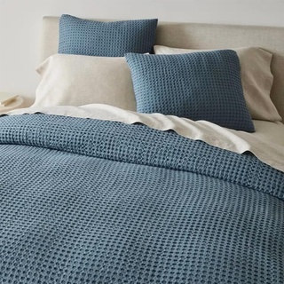 Simple&Opulence Bettbezug-Set aus 100% Baumwolle,Waffelmuster,weicher und atmungsaktiver Bettbezug für Jede Jahreszeit mit Kissenbezug 65x65cm(240x220cm,Marineblau)
